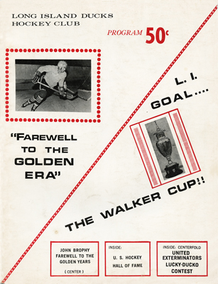 Long Island Ducks Program 1970-71 John Brophy Farewell Eastern Hockey League